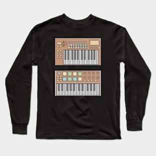 Brown Mini Synthesizer Long Sleeve T-Shirt